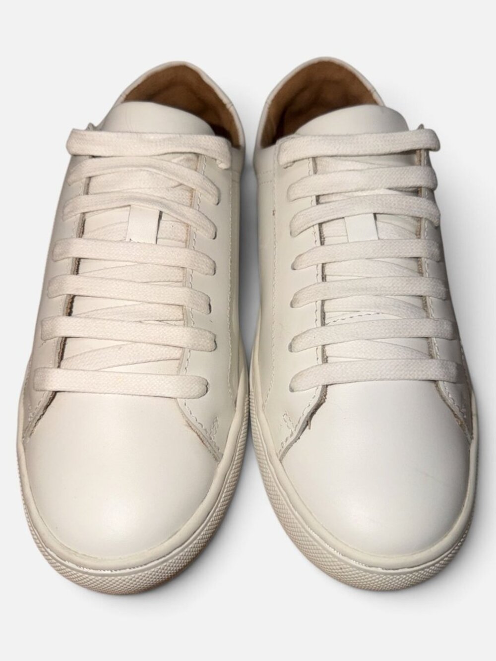 Banana Republic Nicklas Sneaker Mens 7 / W8.5 White Smooth Leather Fashion Shoe - Picture 5 of 11
